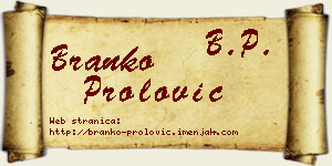 Branko Prolović vizit kartica
